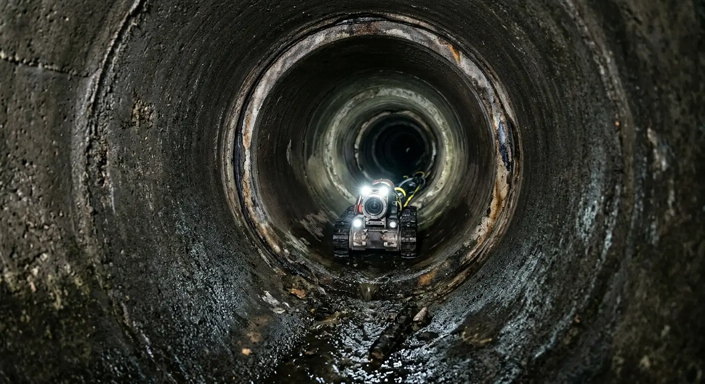 Robotic sewer camera inspecting pipe interior for Drain Snake Service in Rockwall